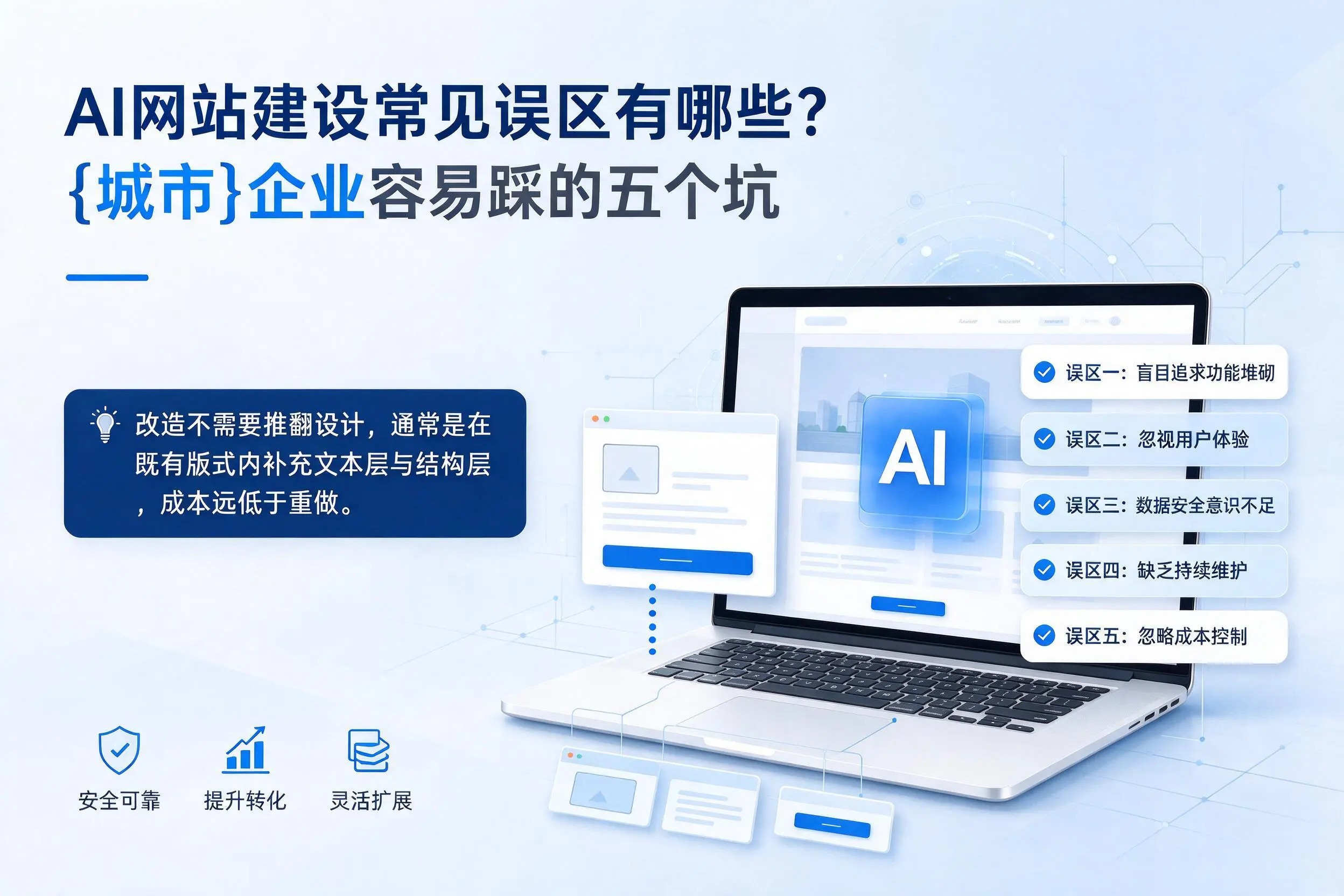 AI网站建设常见误区有哪些？云南企业容易踩的五个坑